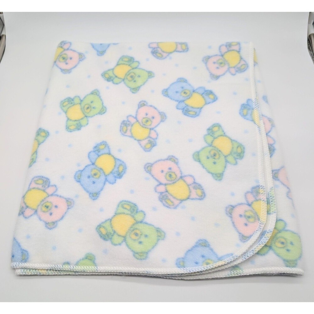 Toys R Us Especially For Baby Blanket Fleece Pastel Teddy Bears Soft 33" X 42"